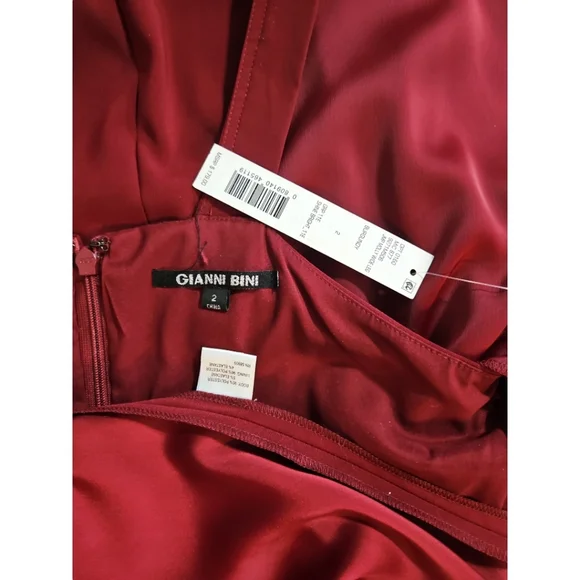 Gianni Bini Wide Leg Belted Jumpsuit Burgundy Red 3/4 Sleeve Size 2 - Picture 11 of 11